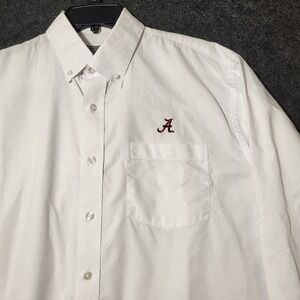Alabama Crimson Tide Mens M White Button Down Shirt Long Sleeve Oxford A Logo